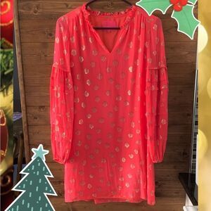 Lilly Pulitzer Giana Silk Blend Dress In Coral Spritz Seagrass Metallic